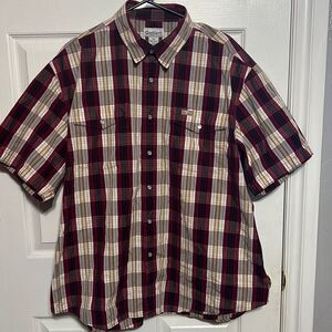 🔥🔥 CARHARTT Plaid Pearl Snap Cotton Shirt - Short Sleeve - Men Sz XL - EUC
